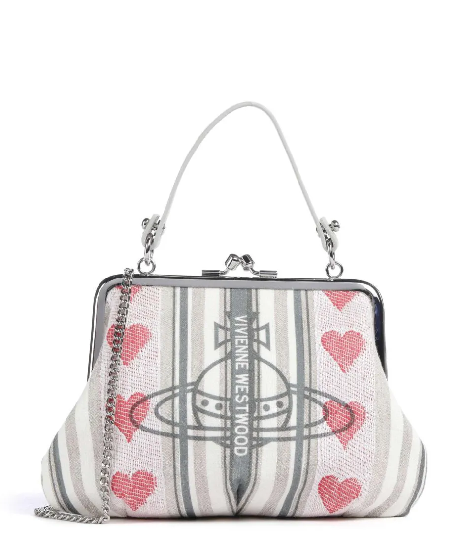 Vivienne Westwood Handbags|Crossbody Bags-Granny Frame Linen Hearts Stripes Crossbody bag fabric