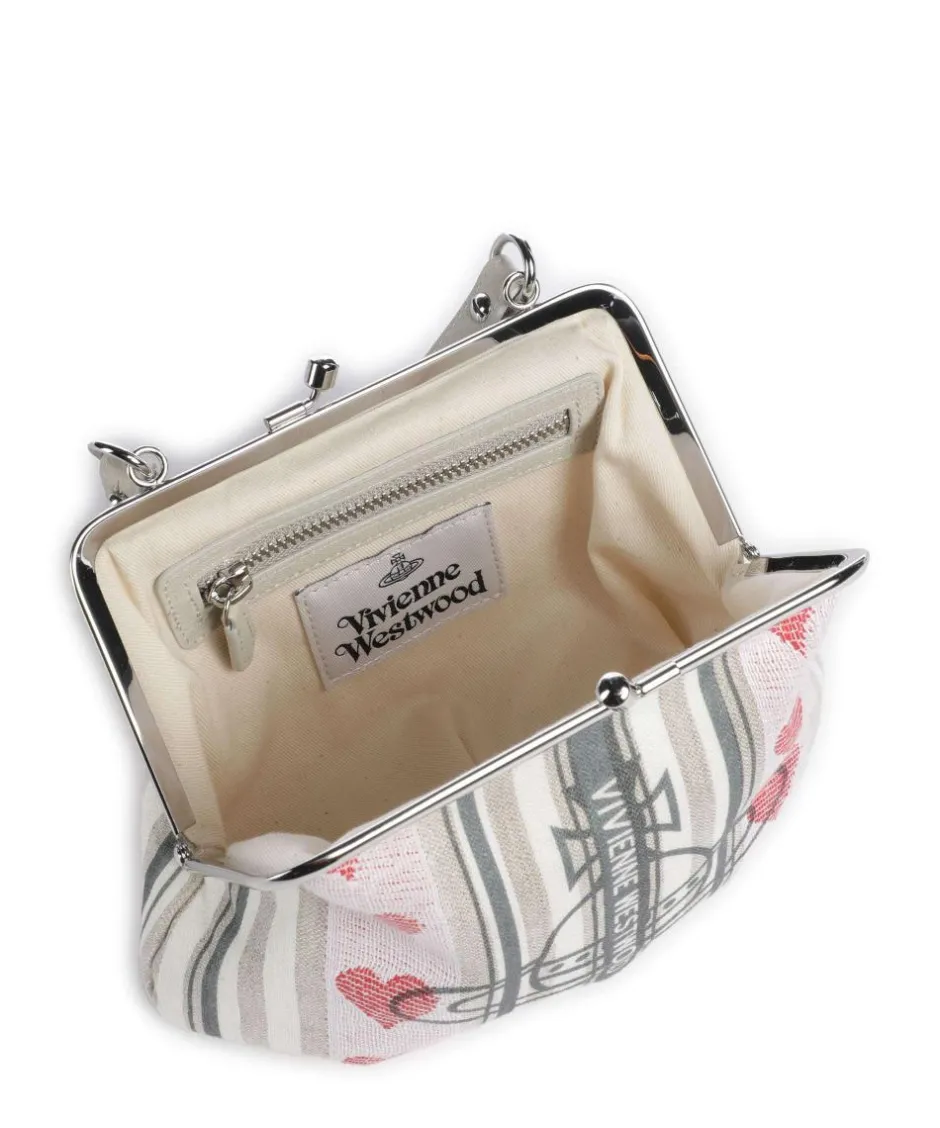 Vivienne Westwood Handbags|Crossbody Bags-Granny Frame Linen Hearts Stripes Crossbody bag fabric