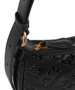 Pinko Shoulder Bags-Half Moon Mini Shoulder bag embossed calfskin
