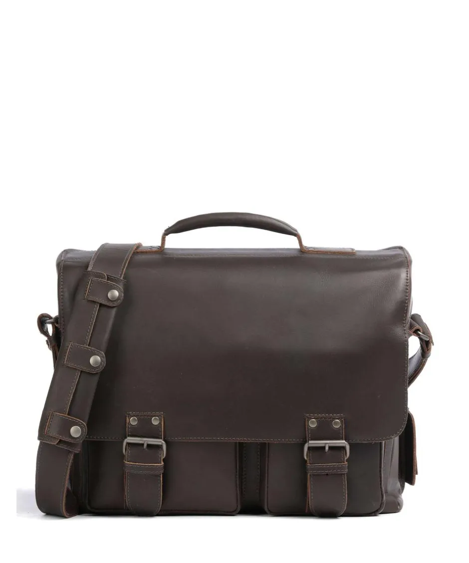 Aunts & Uncles Business- & Laptop Bags-Hunter Finn Briefcase 14″ buffalo leather