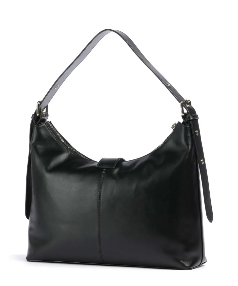 Núnoo Shoulder Bags|Hobo Bags-Italian Leather Rio Buckle Hobo bag fine grain leather