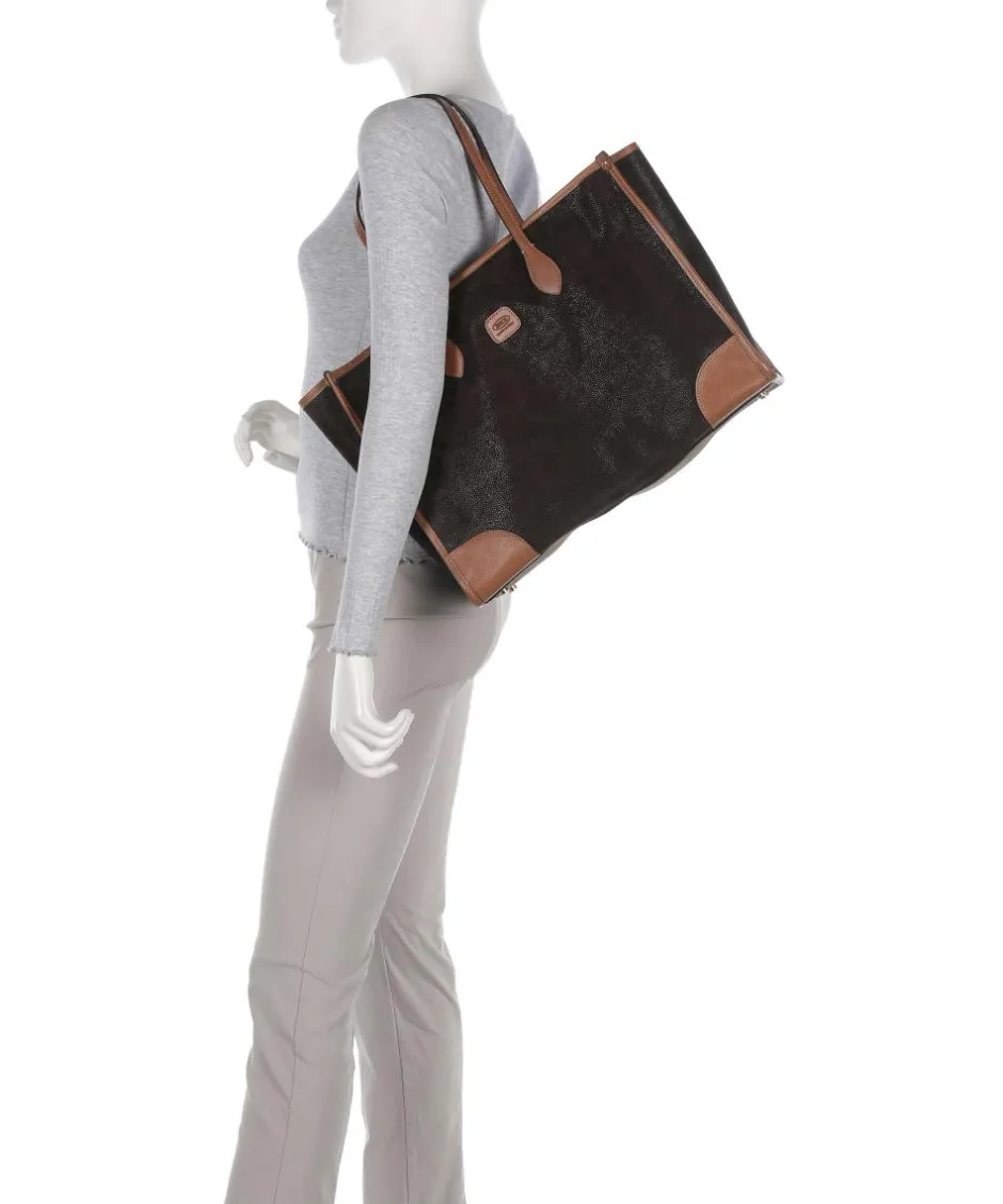 Brics Tote Bags-Life Tote bag 14″ fabric, grained leather