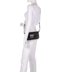 Pinko Shoulder Bags|Crossbody Bags-Love Box Baguette Shoulder bag embossed leather