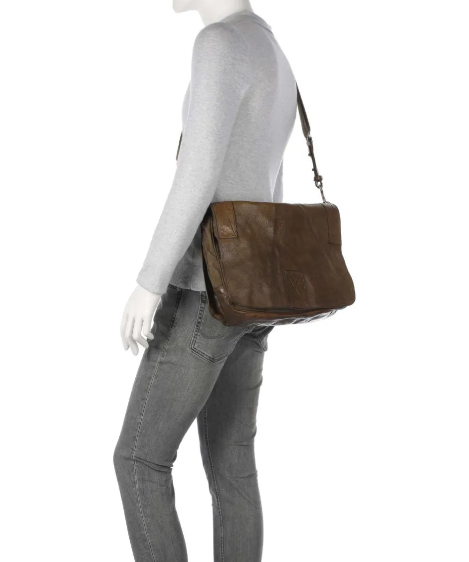 Campomaggi Business- & Laptop Bags|Crossbody Bags-Messenger bag fine grain cow leather, cotton