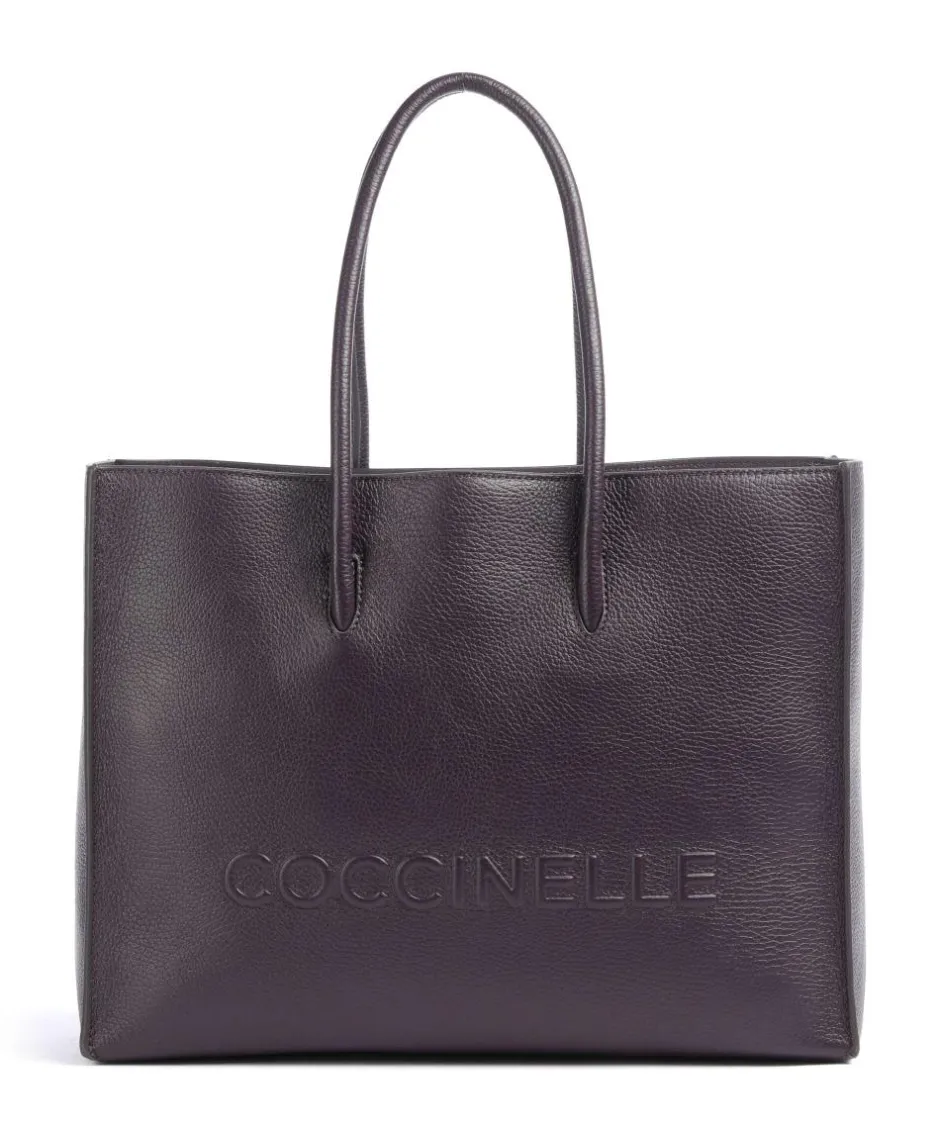 Coccinelle Tote Bags-Myrtha Maxi Logo Tote bag grained leather