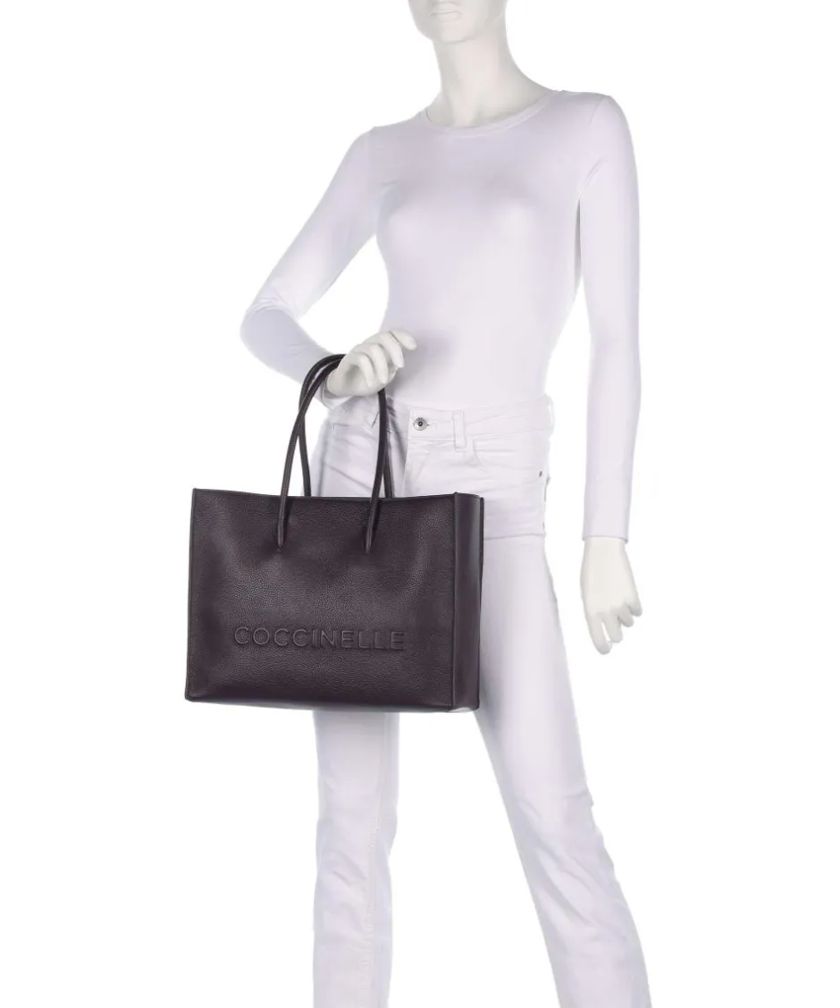 Coccinelle Tote Bags-Myrtha Maxi Logo Tote bag grained leather