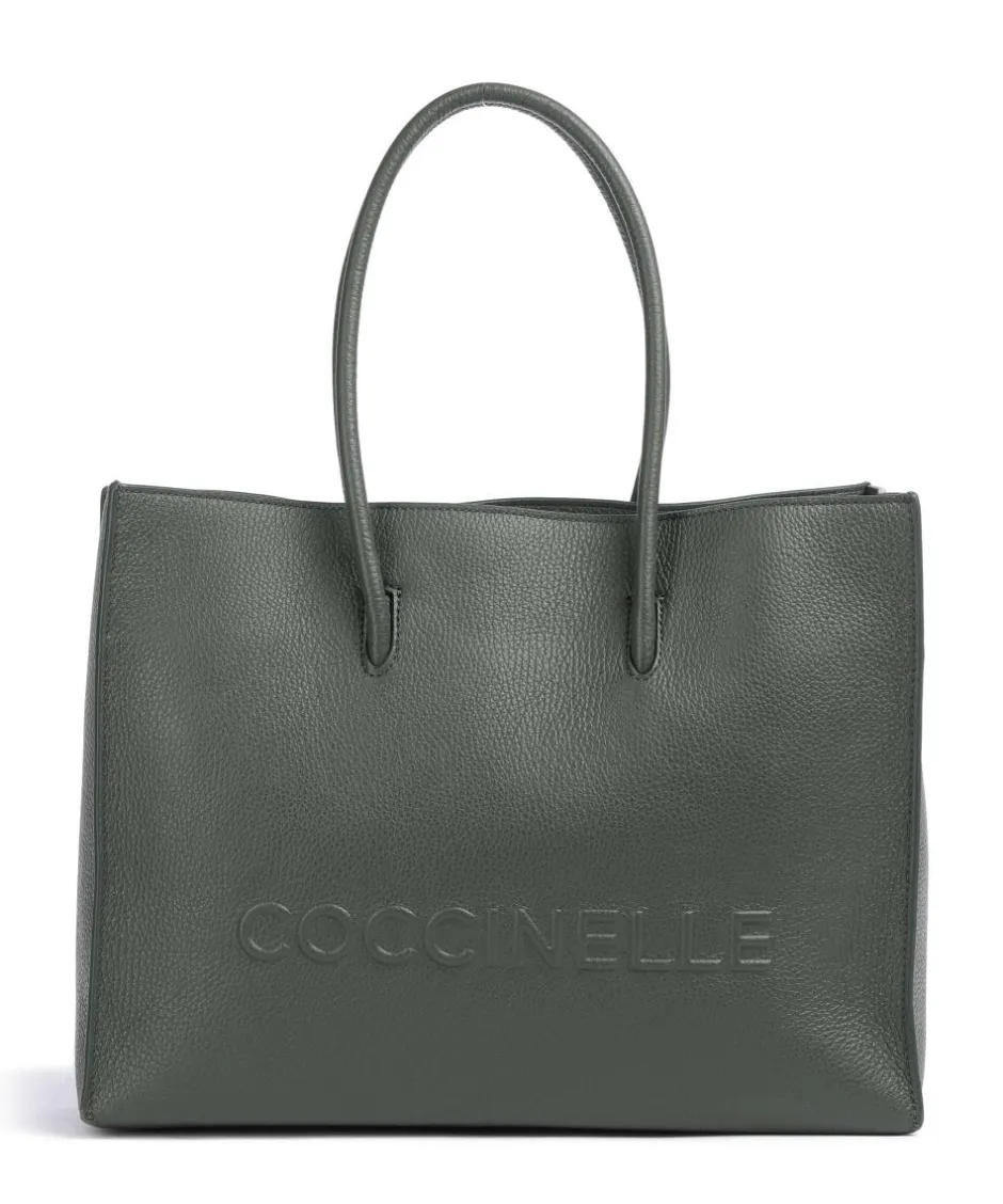 Coccinelle Tote Bags-Myrtha Maxi Logo Tote bag grained leather