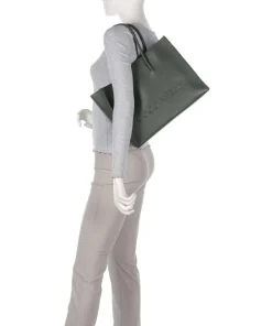 Coccinelle Tote Bags-Myrtha Maxi Logo Tote bag grained leather
