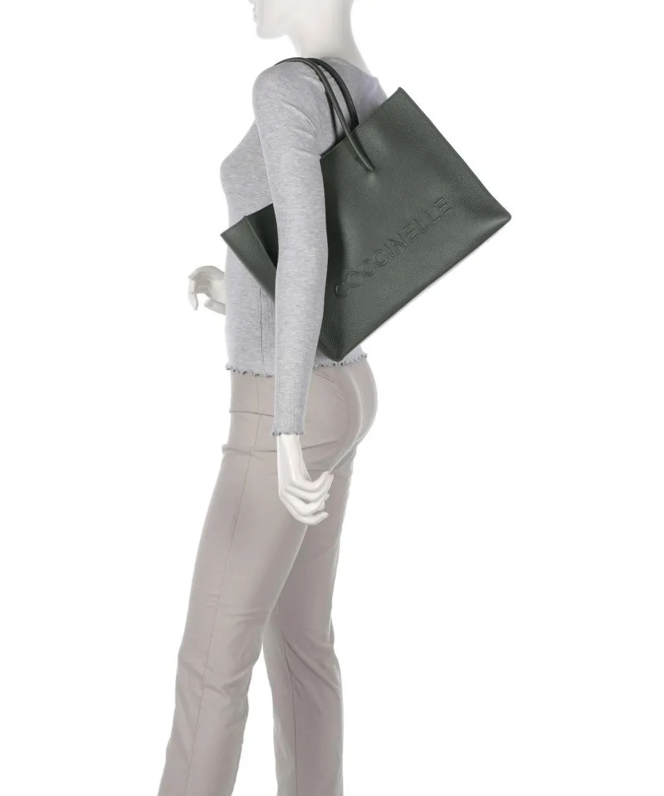 Coccinelle Tote Bags-Myrtha Maxi Logo Tote bag grained leather