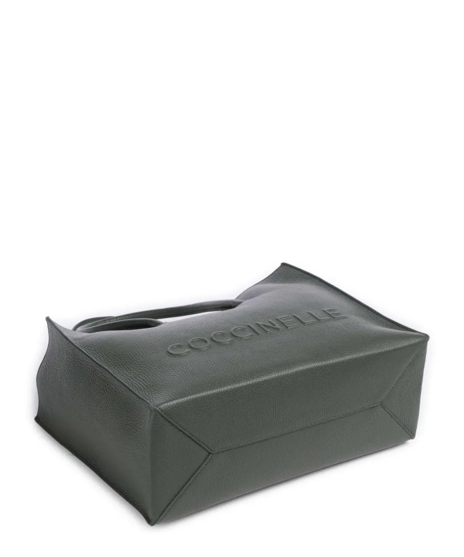 Coccinelle Tote Bags-Myrtha Maxi Logo Tote bag grained leather