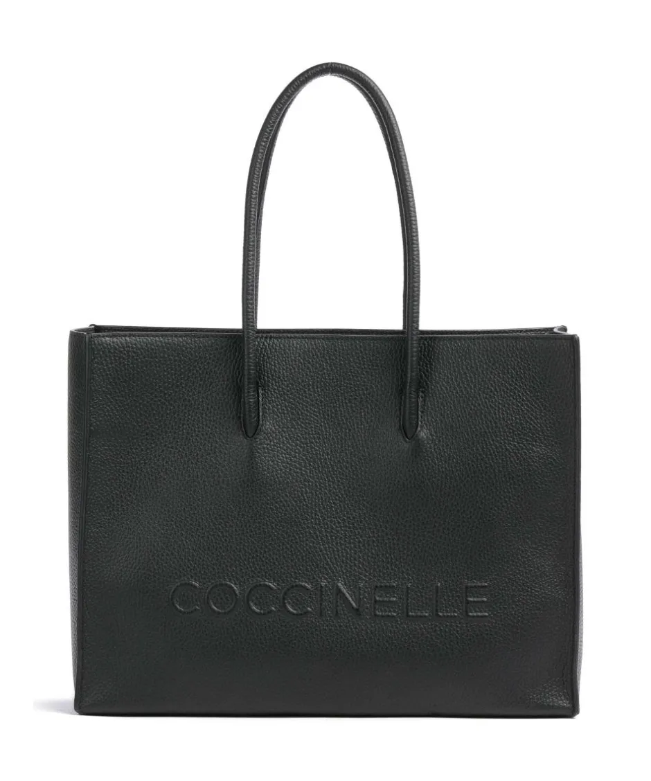 Coccinelle Tote Bags-Myrtha Maxi Logo Tote bag grained leather