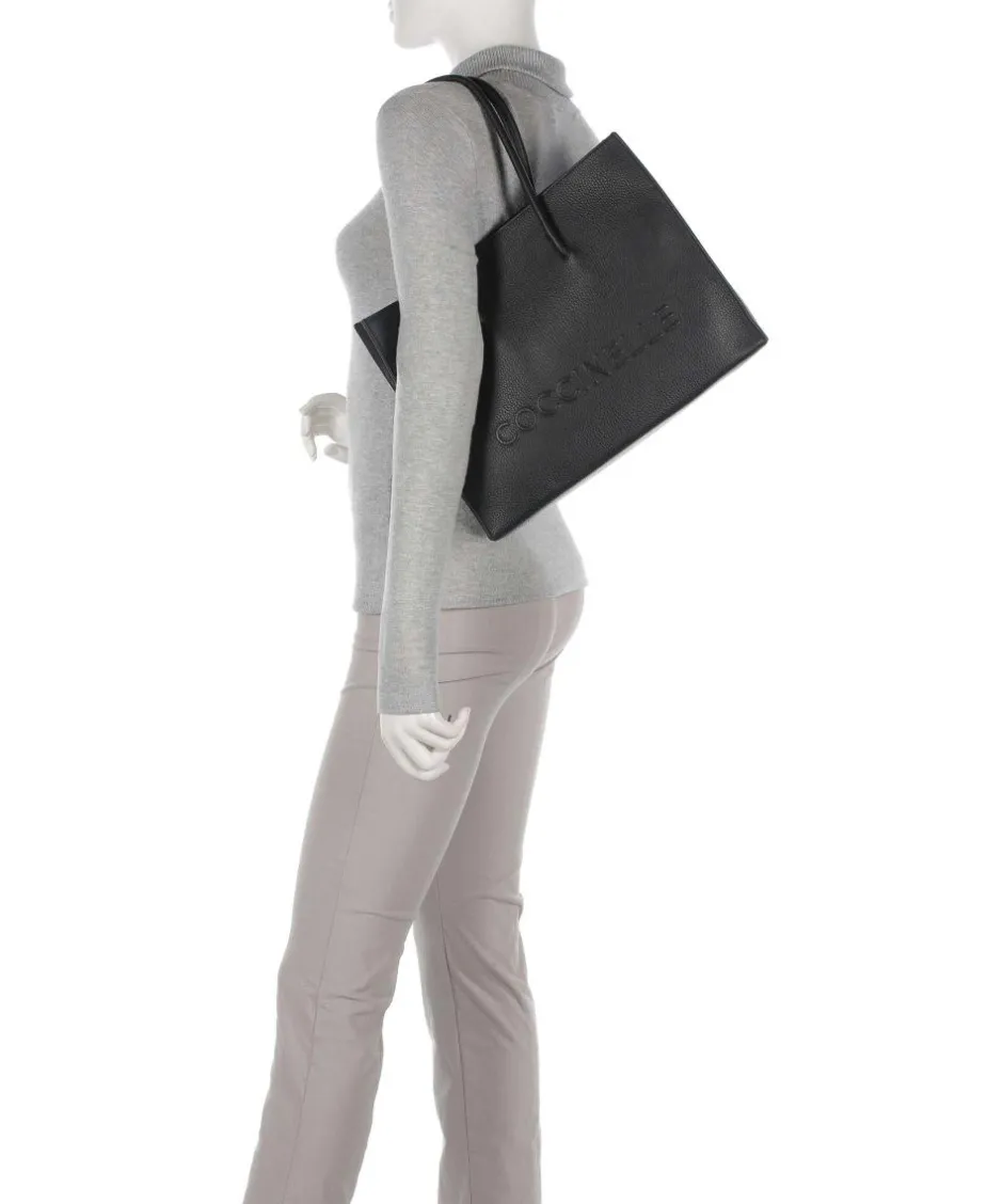 Coccinelle Tote Bags-Myrtha Maxi Logo Tote bag grained leather