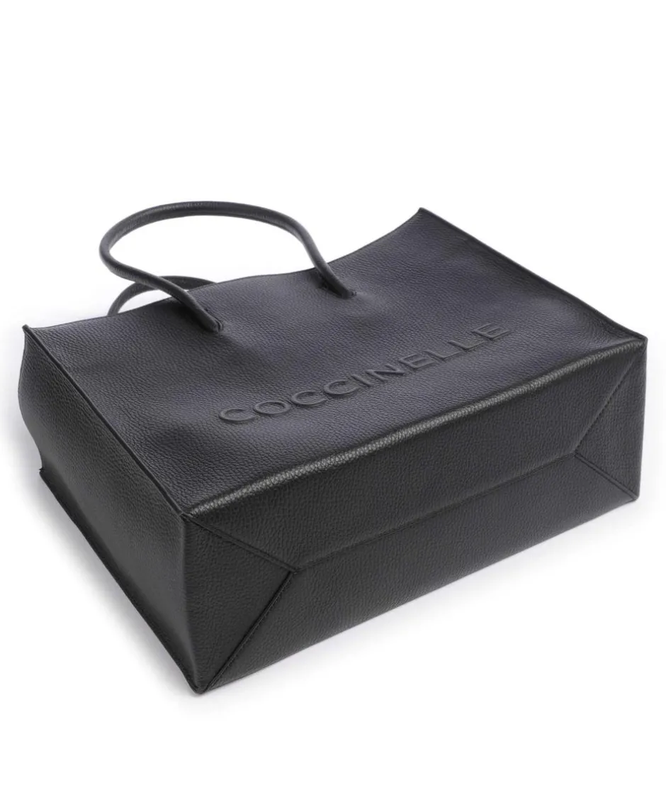Coccinelle Tote Bags-Myrtha Maxi Logo Tote bag grained leather