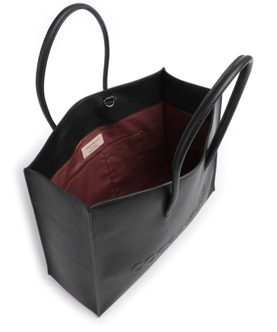 Coccinelle Tote Bags-Myrtha Maxi Logo Tote bag grained leather