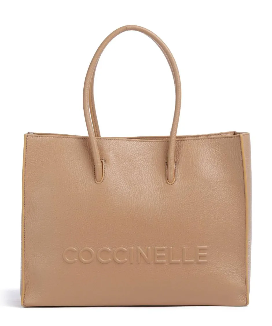Coccinelle Tote Bags-Myrtha Maxi Logo Tote bag grained leather