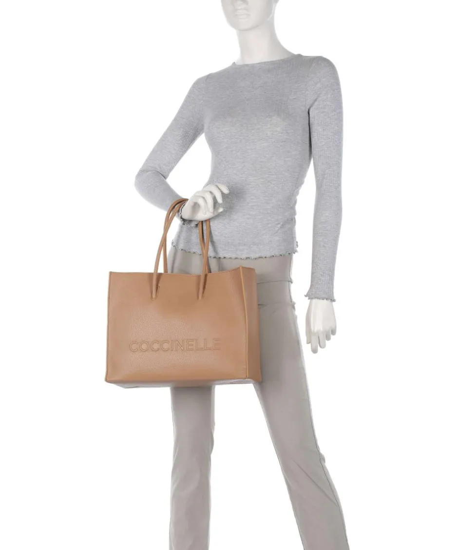 Coccinelle Tote Bags-Myrtha Maxi Logo Tote bag grained leather