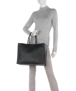 Coccinelle Tote Bags-Myrtha Maxi Logo Tote bag grained cow leather