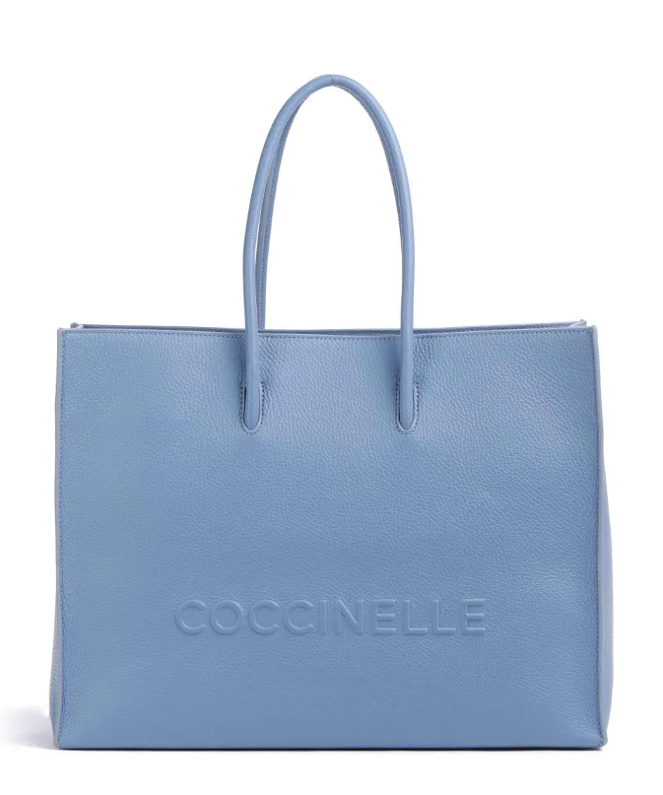 Coccinelle Tote Bags-Myrtha Maxi Logo Tote bag grained cow leather