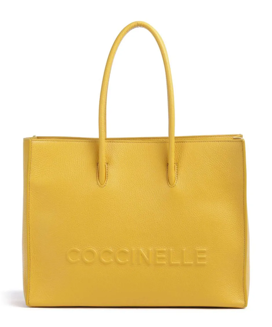 Coccinelle Tote Bags-Myrtha Maxi Logo Tote bag grained leather
