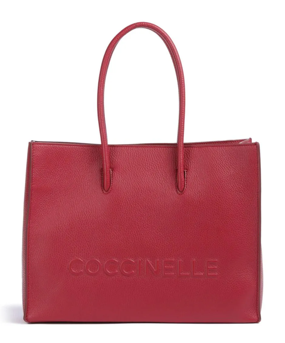 Coccinelle Tote Bags-Myrtha Maxi Logo Tote bag grained leather