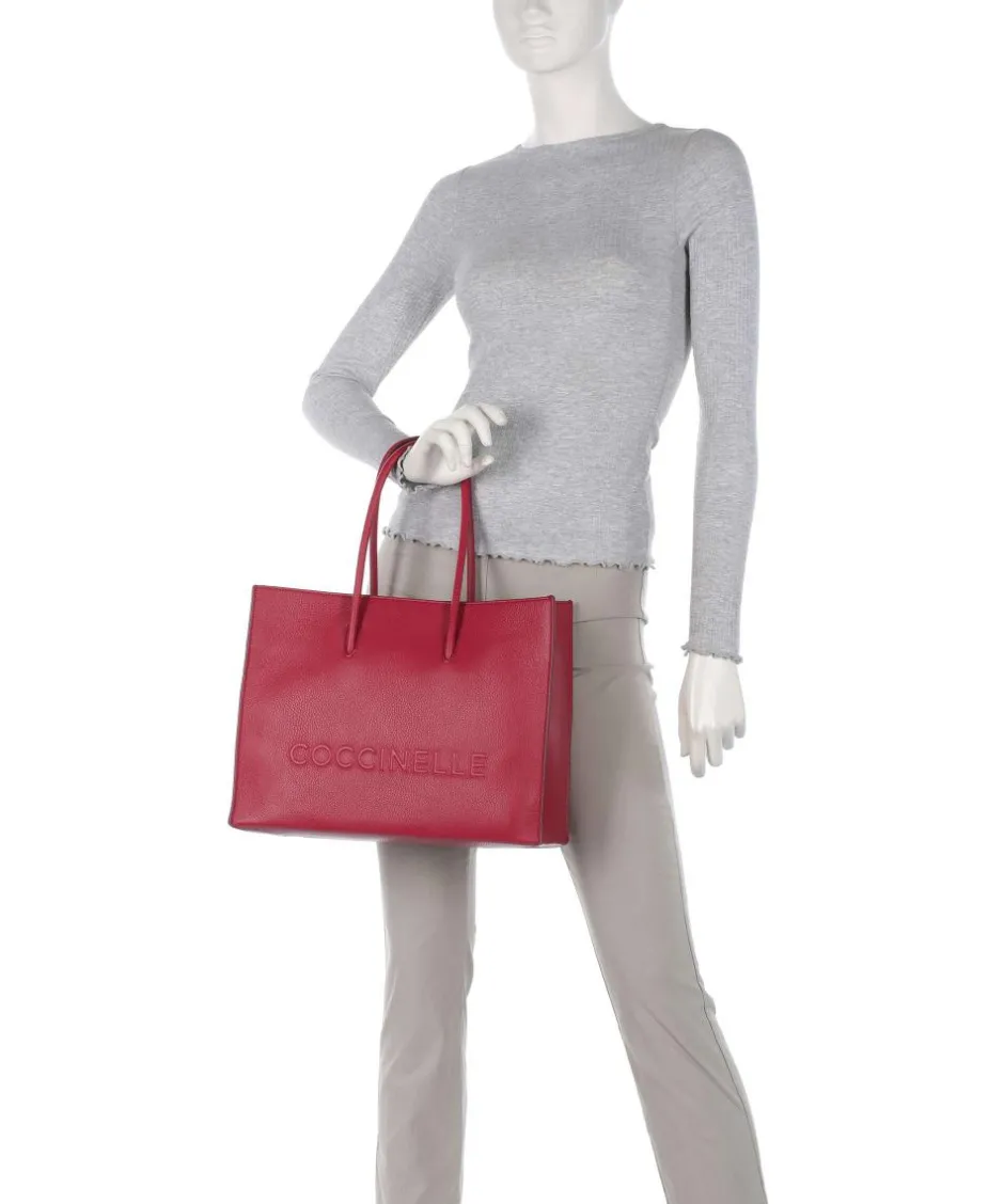 Coccinelle Tote Bags-Myrtha Maxi Logo Tote bag grained leather