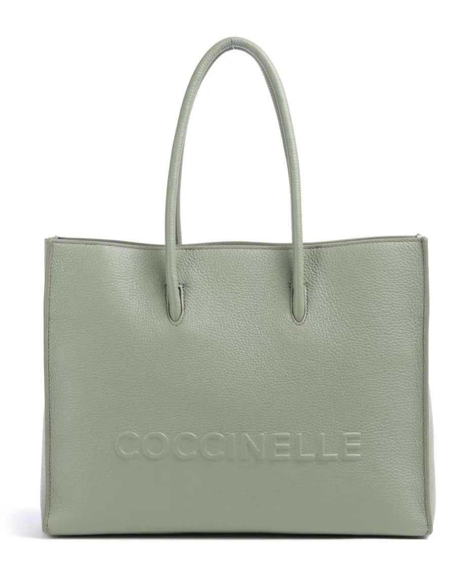 Coccinelle Tote Bags-Myrtha Maxi Logo Tote bag grained leather