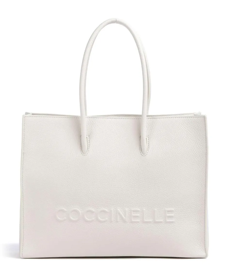Coccinelle Tote Bags-Myrtha Maxi Logo Tote bag grained leather