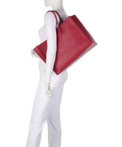 Coccinelle Tote Bags-Myrtha Maxi Logo Tote bag grained cow leather