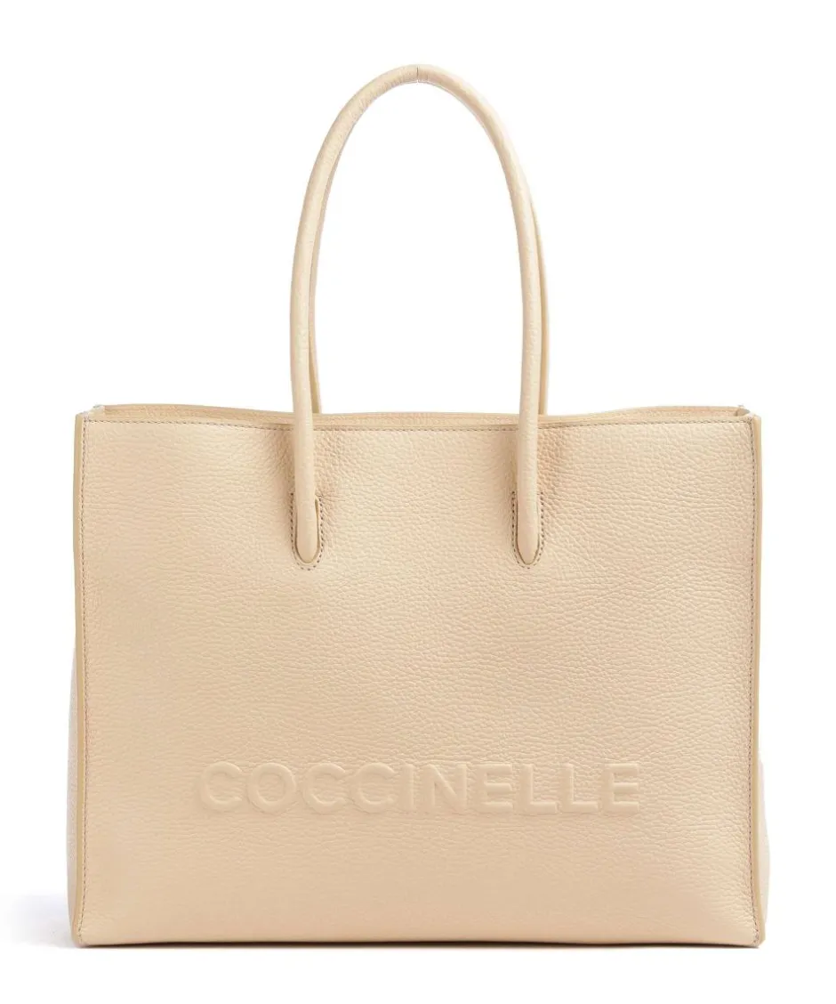 Coccinelle Tote Bags-Myrtha Maxi Logo Tote bag grained leather