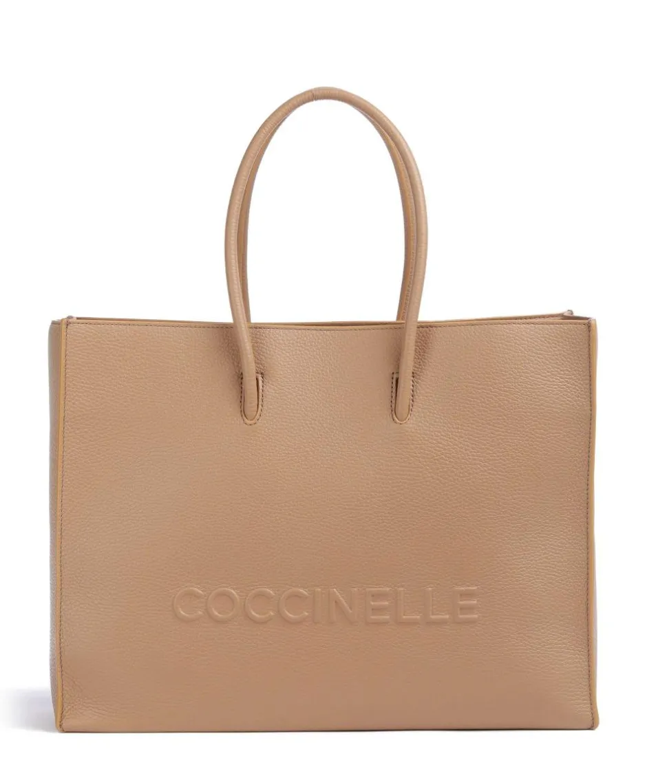 Coccinelle Tote Bags-Myrtha Maxi Logo Tote bag grained cow leather