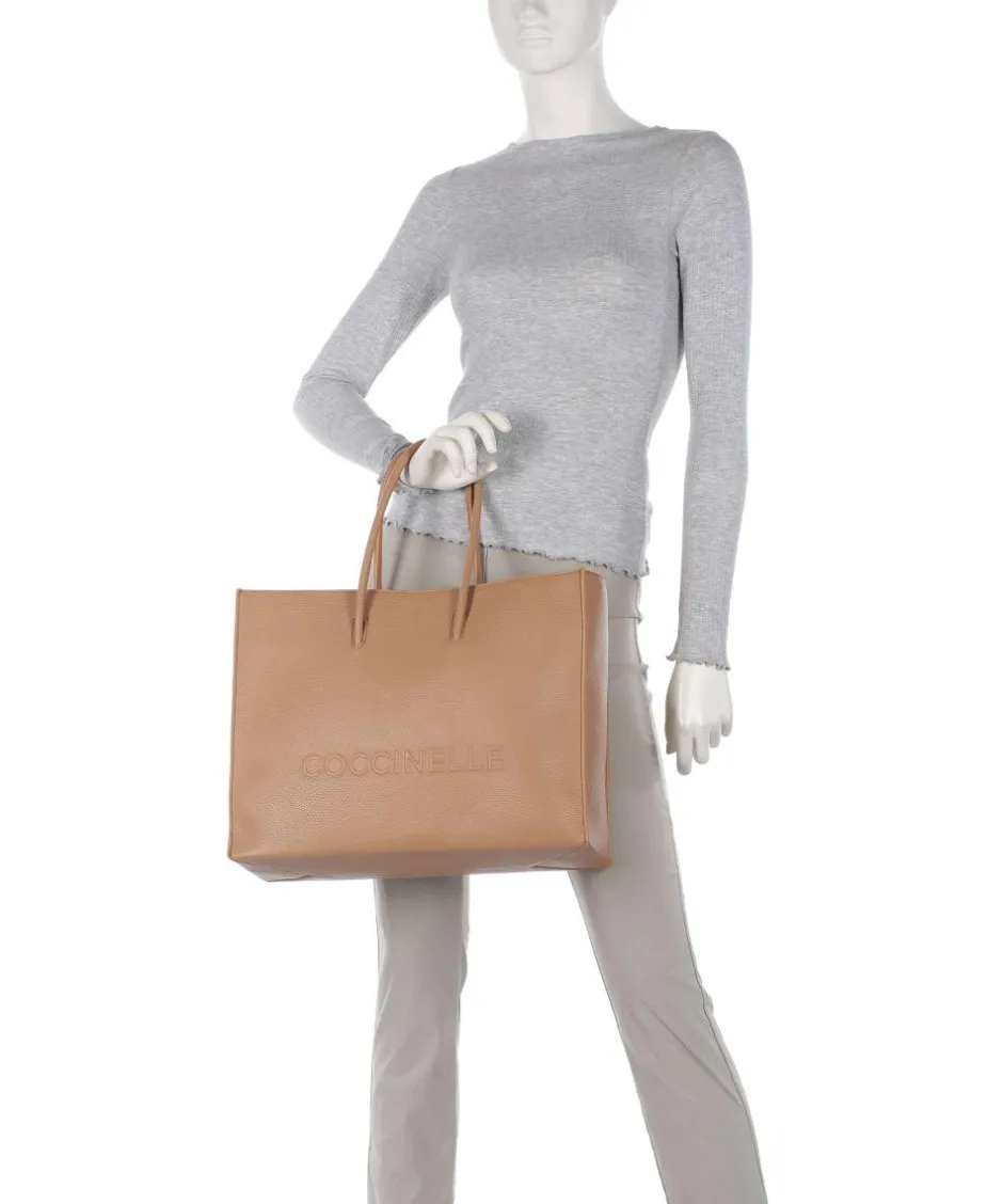Coccinelle Tote Bags-Myrtha Maxi Logo Tote bag grained cow leather