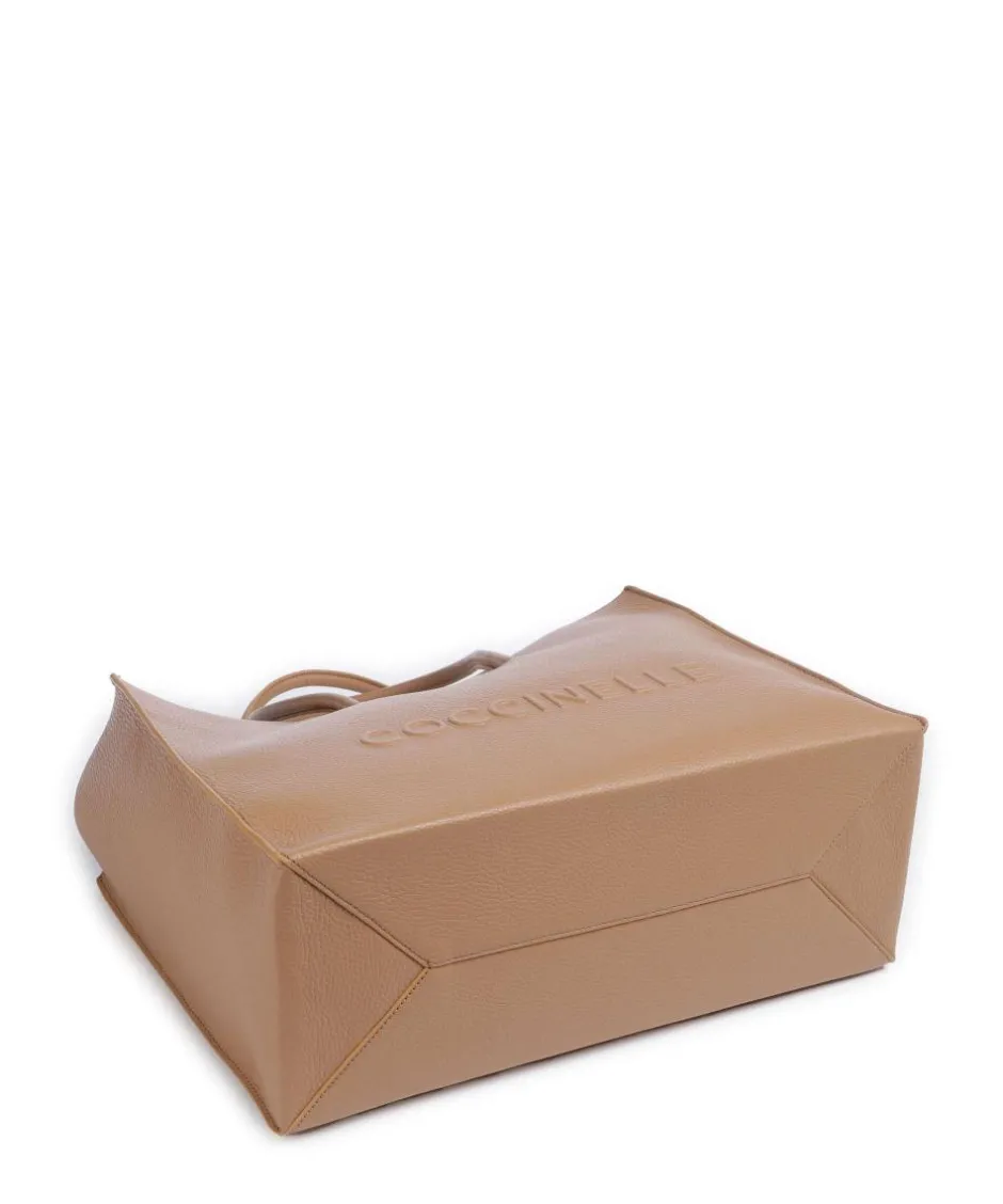 Coccinelle Tote Bags-Myrtha Maxi Logo Tote bag grained cow leather