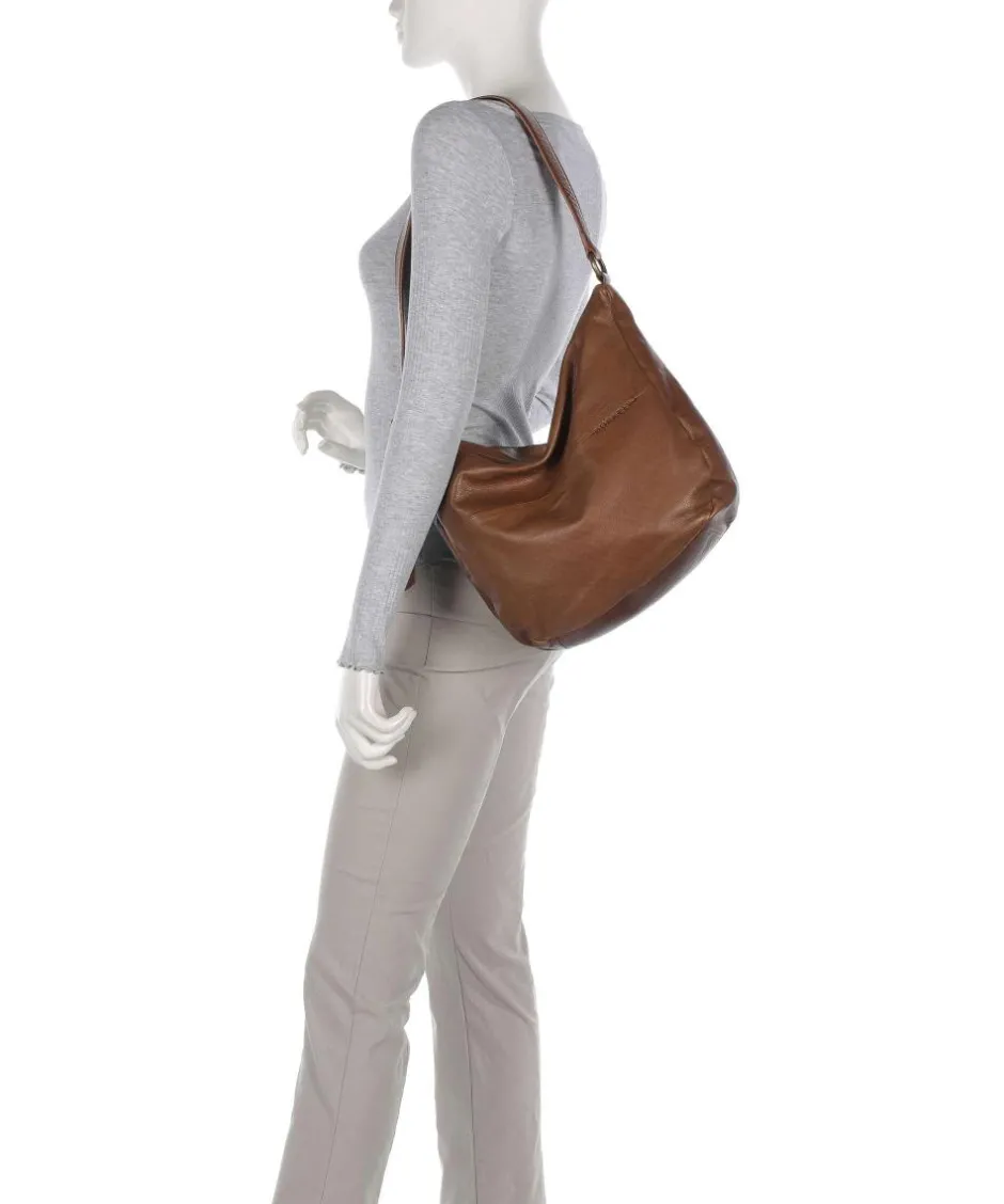 Burkely Shoulder Bags|Hobo Bags-Natural Norah Hobo bag grained cow leather