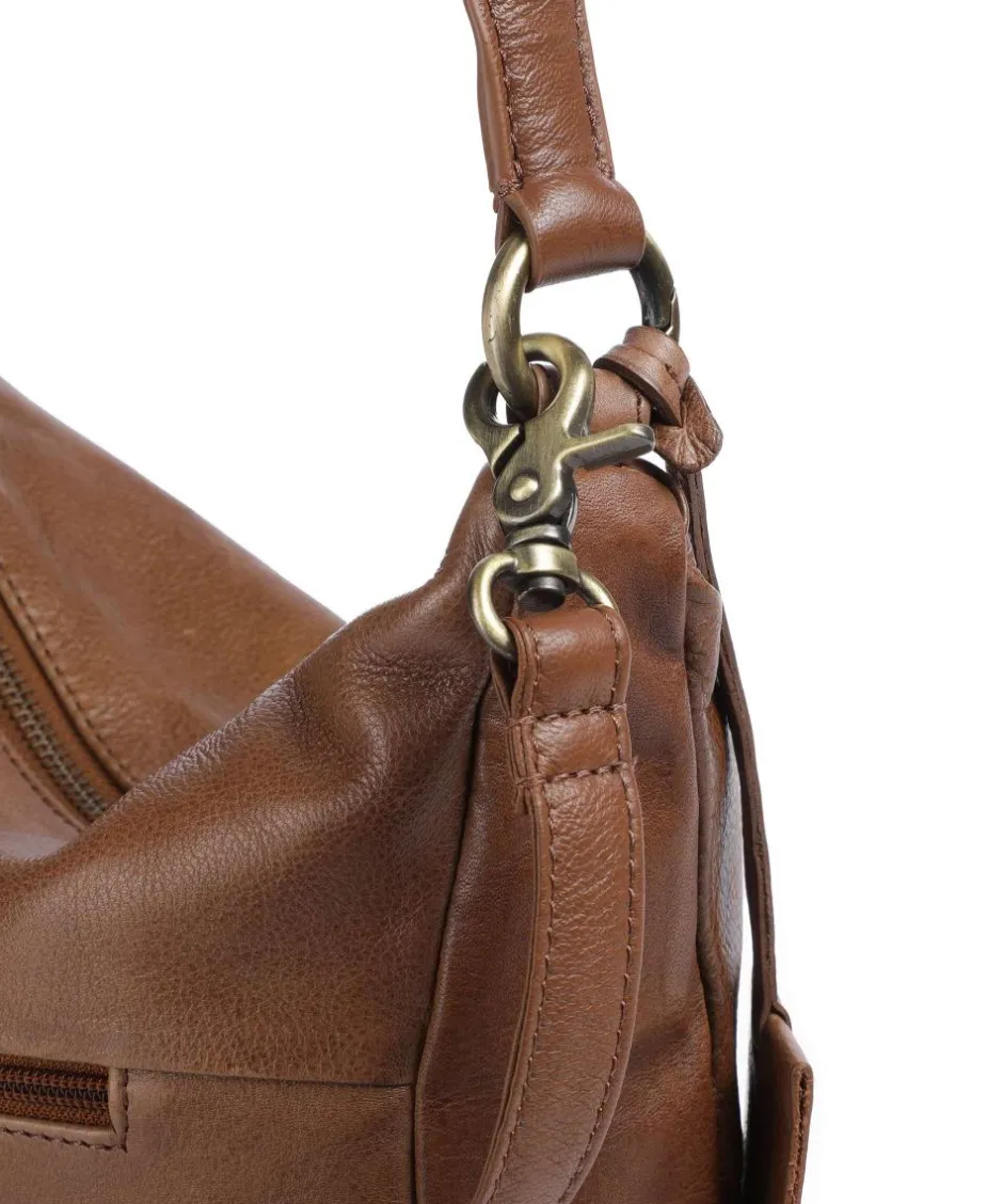 Burkely Shoulder Bags|Hobo Bags-Natural Norah Hobo bag grained cow leather