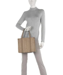 Abro Tote Bags-Raffia Susanna Tote bag bast, grained cow leather