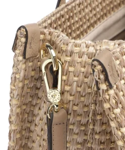 Abro Tote Bags-Raffia Susanna Tote bag bast, grained cow leather