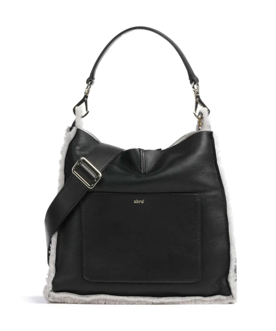 Abro Shoulder Bags|Hobo Bags-Shearling Raquel Hobo bag fur, fine grain leather