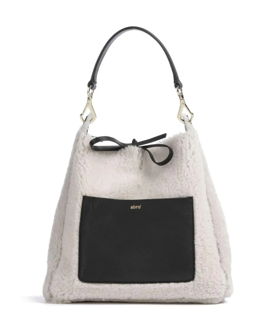 Abro Shoulder Bags|Hobo Bags-Shearling Raquel Hobo bag fur, fine grain leather