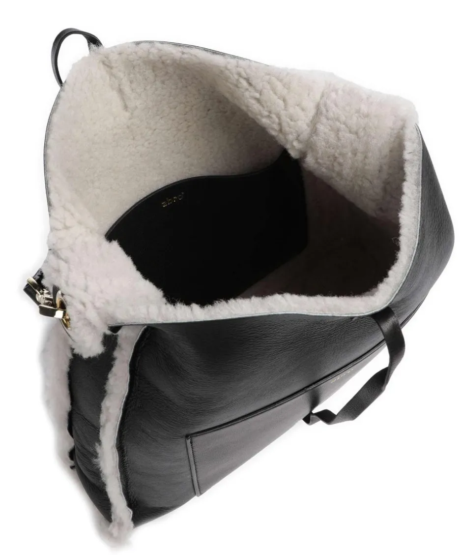 Abro Shoulder Bags|Hobo Bags-Shearling Raquel Hobo bag fur, fine grain leather