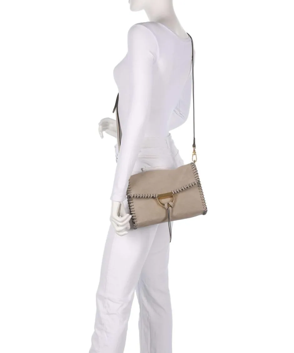 Abro Shoulder Bags|Crossbody Bags-Suede Temi Stitch Shoulder bag brushed leather