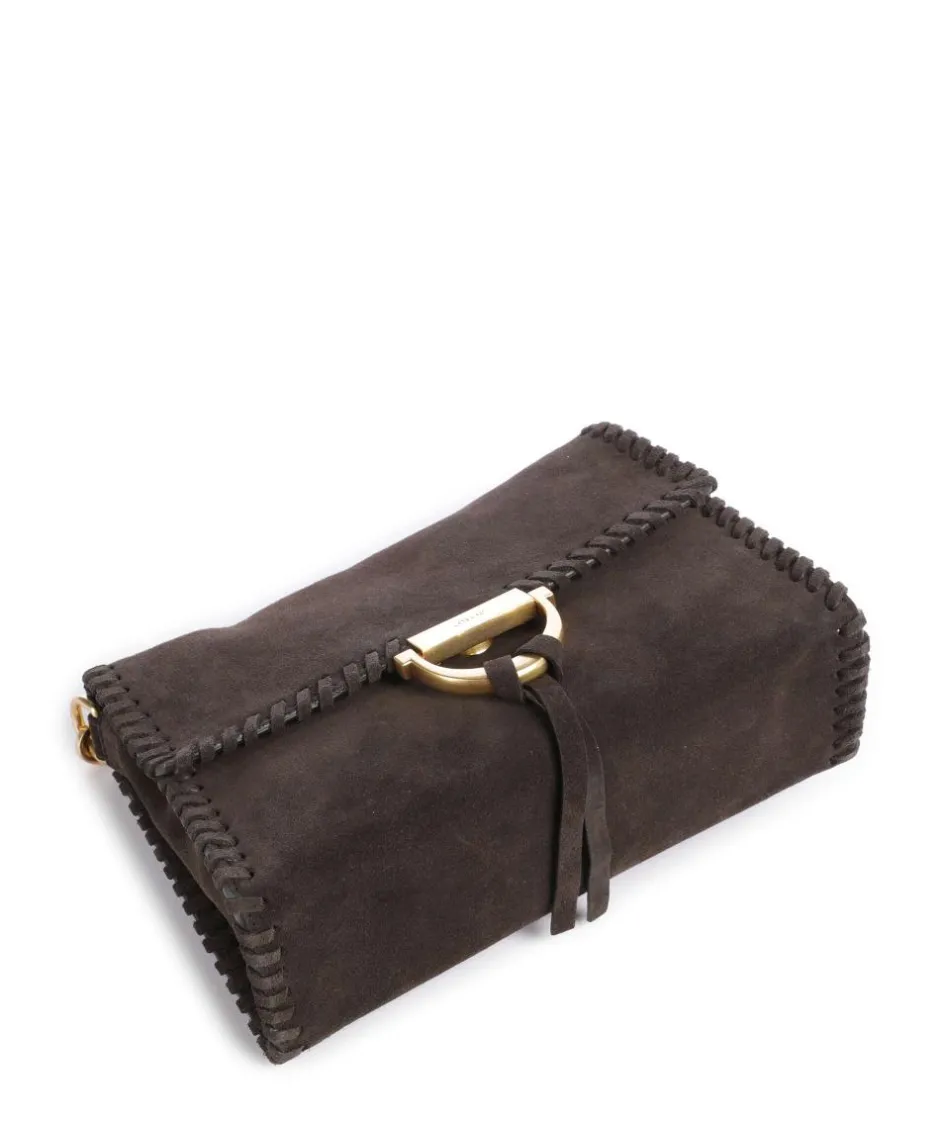 Abro Shoulder Bags|Crossbody Bags-Suede Temi Stitch Shoulder bag brushed leather