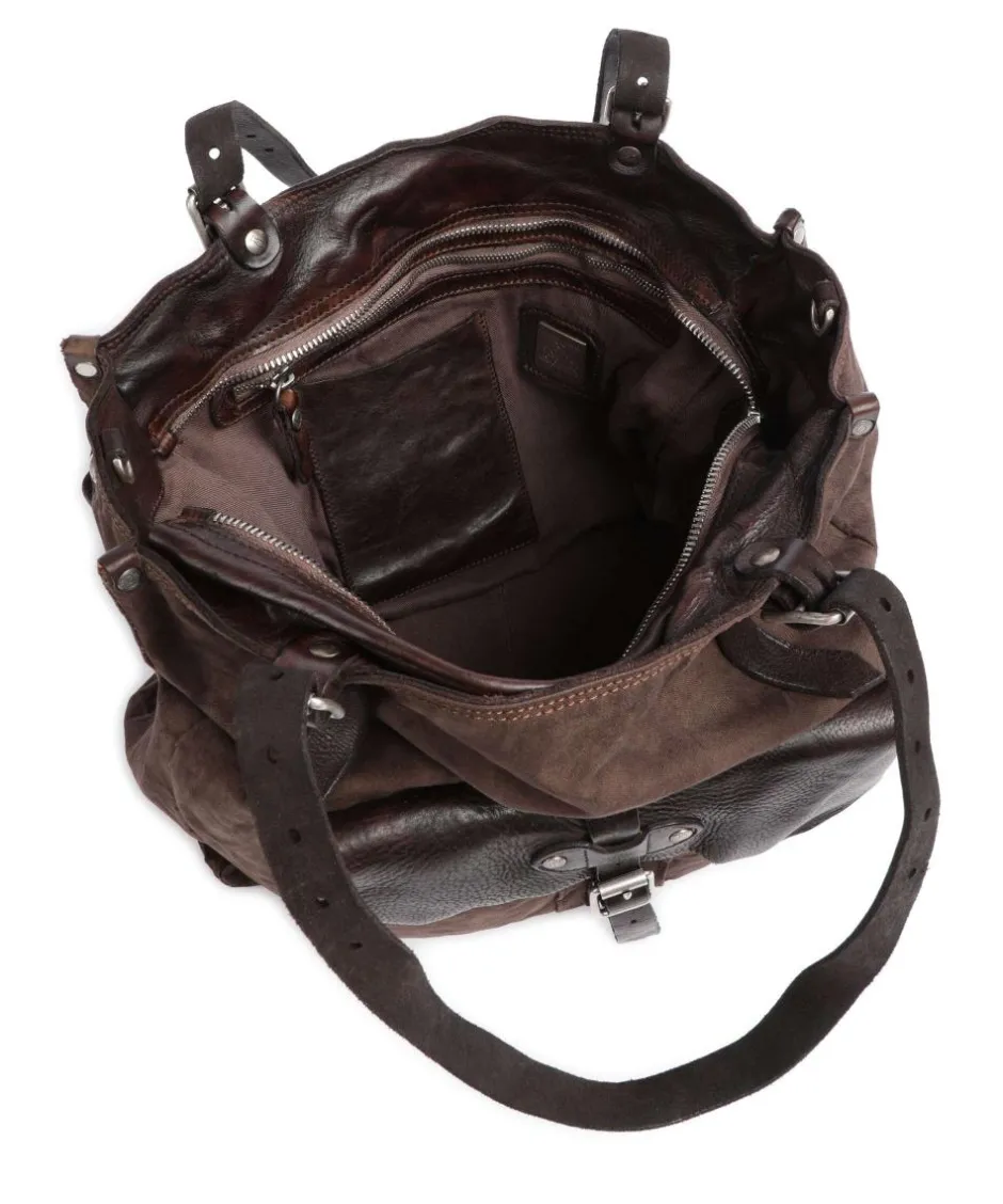 Campomaggi Tote Bags-Tote bag cotton, grained cow leather