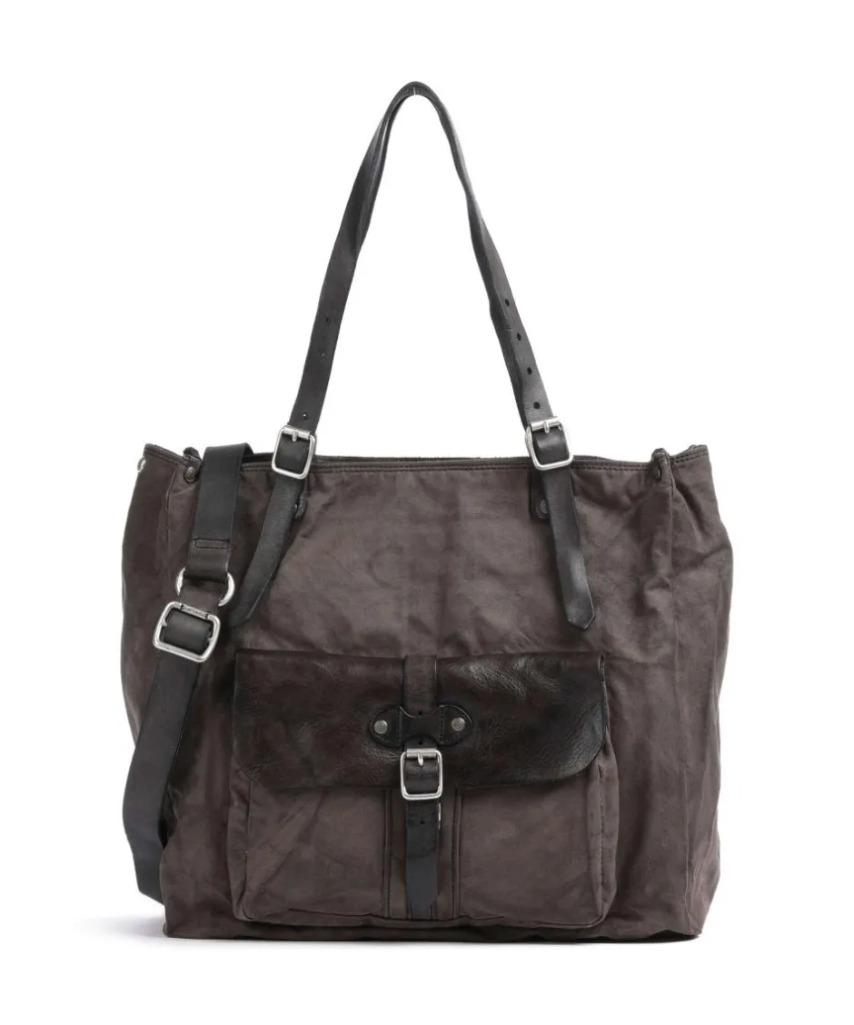 Campomaggi Tote Bags-Tote bag cotton, grained cow leather