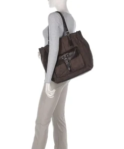 Campomaggi Tote Bags-Tote bag cotton, grained cow leather