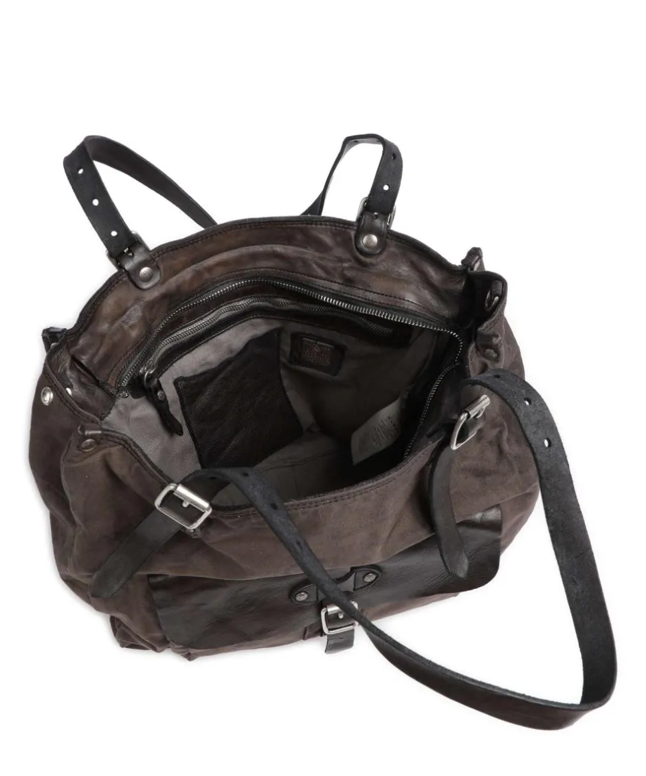 Campomaggi Tote Bags-Tote bag cotton, grained cow leather